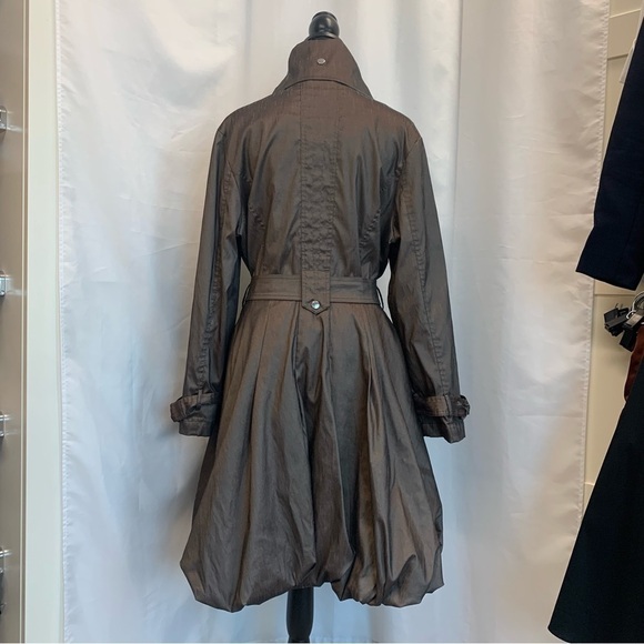 Samuel Dong brown bronze Belted Full Zip Water Resistant Bubble Trench Coat Sz L - Picture 6 of 16